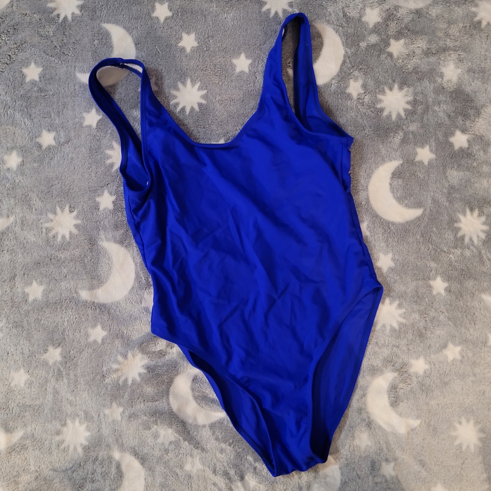 Royal Blue High Leg One Piece Bathing Suit Size M